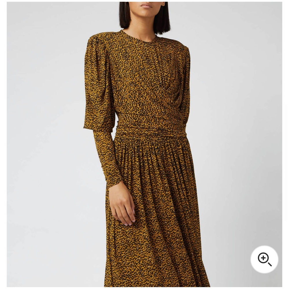 Isabel Marant Fauve Yellow Leopard Print JUCIENNE Sharkbite Jersey‎ Dress 6 - Picture 9 of 17